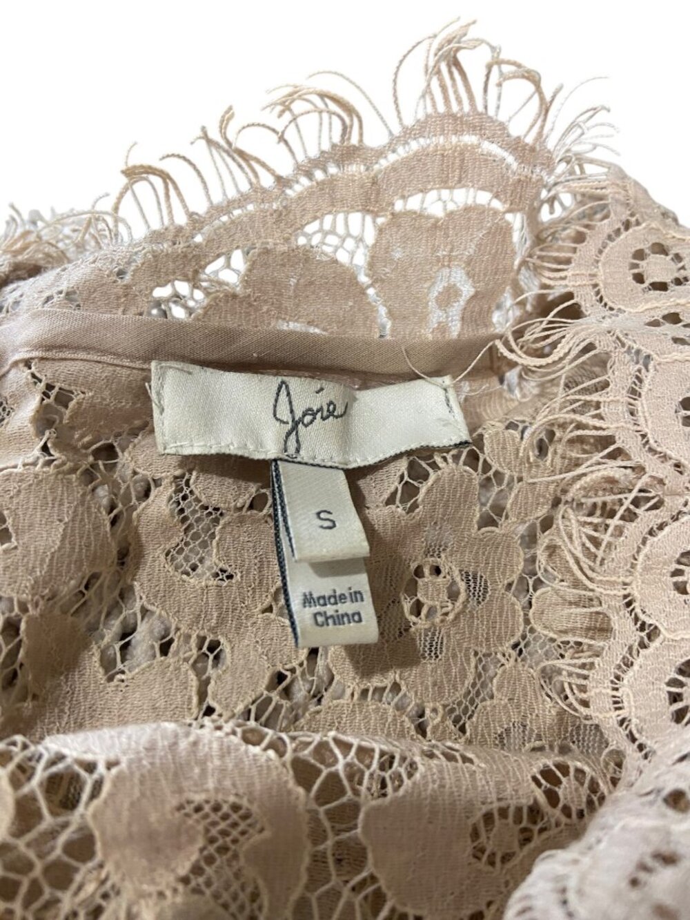 Joie Allover Lace Blouse Beige Size S Romantic Coquette Spring Neutral Bohemian - Picture 3 of 13